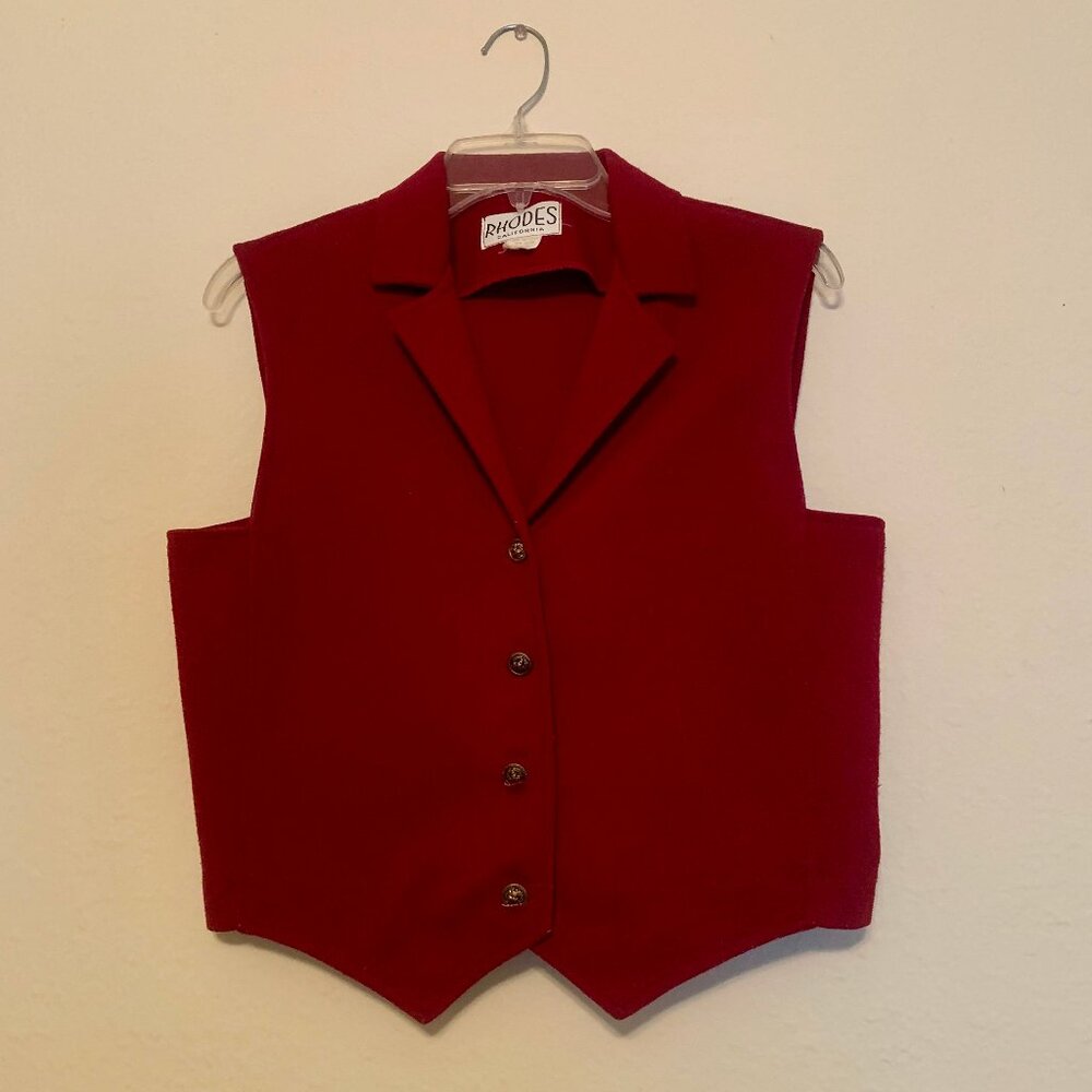 VINTAGE RHODES California Red Vest with Gold Lion Buttons